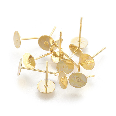 202 Stainless Steel Stud Earring Findings X-STAS-F186-01G-6mm-1