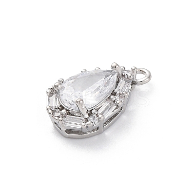 Brass Micro Pave Clear Cubic Zirconia Pendants KK-Z084-09P-04-1