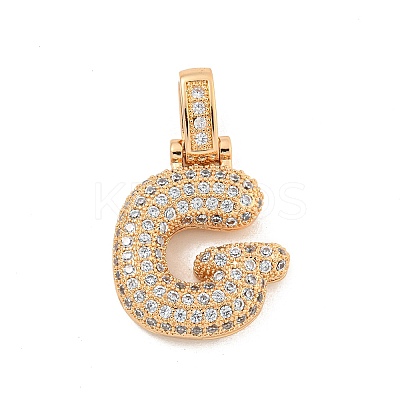 Brass Micro Pave Clear Cubic Zirconia Pendants KK-B099-01G-G-1