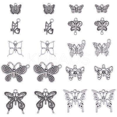 80Pcs 10 Styles Tibetan Style Alloy Charms TIBE-SC0001-94-1
