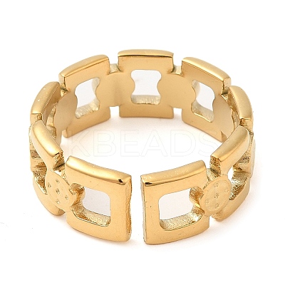 304 Stainless Steel Hollow Square Open Cuff Rings for Women STAS-D085-29G-1