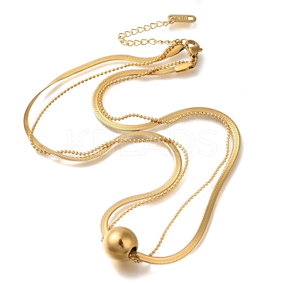 Ion Plating(IP) 304 Stainless Steel Double Layer Necklaces X-NJEW-H037-02G-1