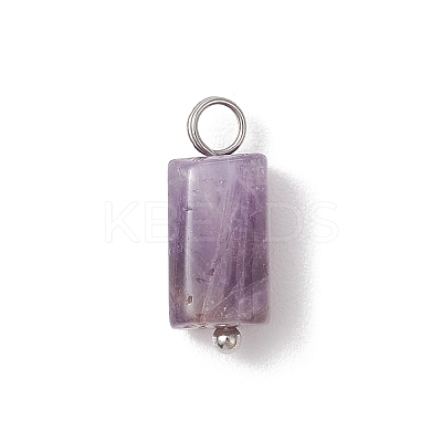 7Pcs 7 Styles Natural Rhodonite & Canadian Jade & Aquamarine & Amethyst & Apatite & Lapis Lazuli & Labradorite Pendants PALLOY-JF04180-1