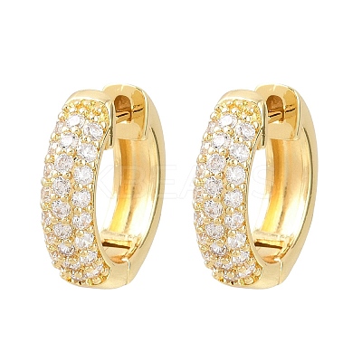 Ring Brass Micro Pave Clear Cubic Zirconia Hoop Earrings EJEW-D348-12G-1