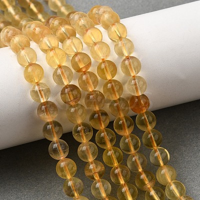 Natural Yellow Fluorite Beads Strands G-F799-B03-6mm-1