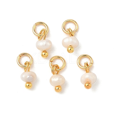 Natural Cultured Freshwater Pearl Rondelle Charms PALLOY-JF04393-02-1