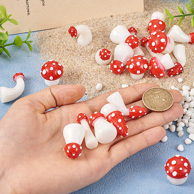 32Pcs 8 Style Luminous Mushroom Resin Display Ornaments DJEW-TA0001-02-1