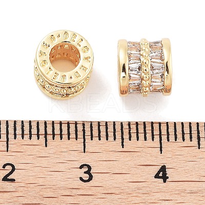 Brass Micro Pave Clear Cubic Zirconia European Beads KK-P271-43G-B-1