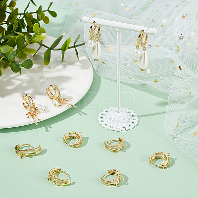 10Pcs Brass Micro Pave Clear Cubic Zirconia Hoop Earring Findings KK-BBC0015-61-1