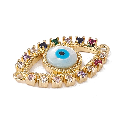 Rack Plating Brass Micro Pave Colorful Cubic Zirconia Connector Charms KK-G439-65G-1