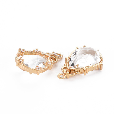 Rack Plating Brass Micro Pave Clear Cubic Zirconia Charms KK-T060-60-RS-1