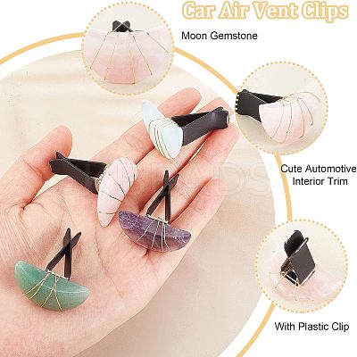 4Pcs Moon Gemstone Car Air Vent Clips AJEW-PH00496-02-1