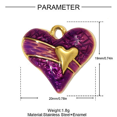 304 Stainless Steel Enamel Pendants STAS-OY004-67G-1