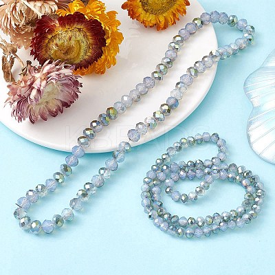 Electroplate Transparent Glass Beads Strands EGLA-YW0001-64A-1