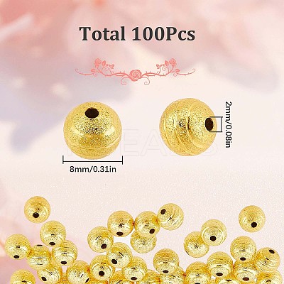 100Pcs Brass Textured Beads KK-SC0003-40-1