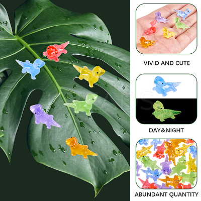 60Pcs 6 Colors Luminous Resin Lizard Figurines DJEW-SP0001-12-1