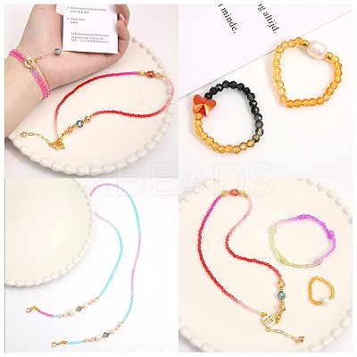 10 Strands Transparent Gradient Color Glass Beads Strands GLAA-CJ0002-09B-1
