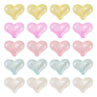 50Pcs 5 Colors Rainbow Iridescent Plating Acrylic Beads RESI-TA0002-19-1