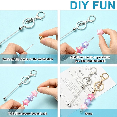 10Pcs Alloy Bar Beadable Keychain for Jewelry Making DIY Crafts KEYC-YW0001-28B-1