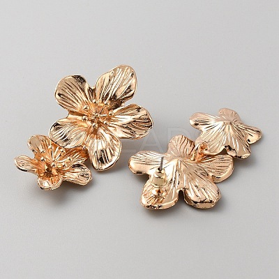 Alloy Flower Dangle Stud Earrings EJEW-WH0015-51KCG-1