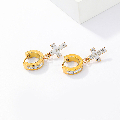 Fashion Cross 201 Stainless Steel Hoop Earrings IH3729-1