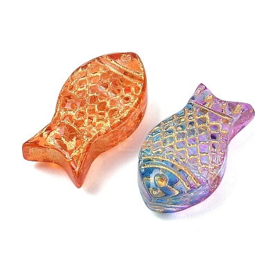 Baking Paint and Golden Metal Enlaced Glass Beads X-DGLA-T004-22M-1