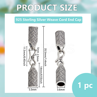 925 Sterling Silver Cord Ends STER-BC0003-27AS-1