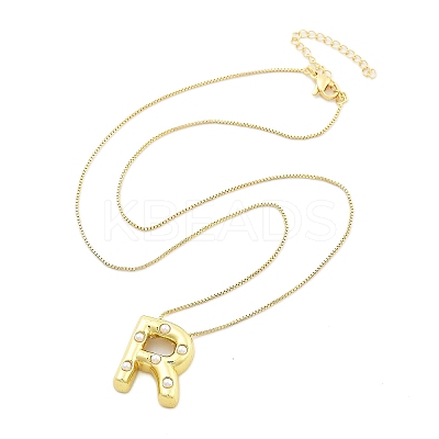 Brass & Plastic Pearl Letter Pendant Box Chain Necklaces for Women LS-NJEW-U017-01G-18-1