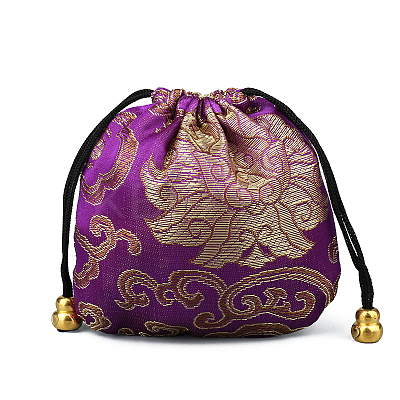 Chinese Style Stain Brocade Jewelry Packing Pouches PAAG-PW0001-161O-1-1