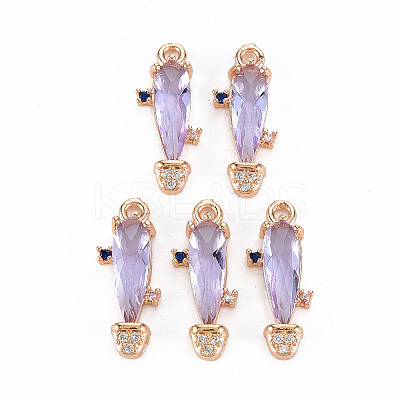 Rack Plating Brass Micro Pave Clear Cubic Zirconia Pendants LS-KK-T060-63D-RS-1