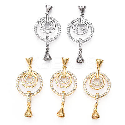 Brass Micro Pave Clear Cubic Zirconia Fold Over Clasps KK-P223-43-1