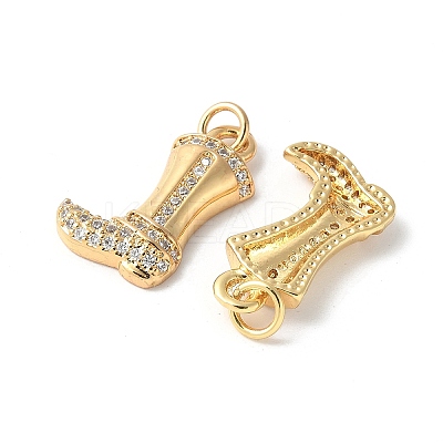 Brass Micro Pave Clear Cubic Zirconia Pendants ZIRC-I071-05G-1