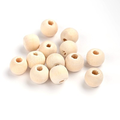 Natural Unfinished Wood Beads WOOD-R196-10mm-LF-1