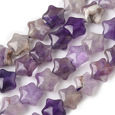 Natural Amethyst Star Beads Strands G-Z080-A04-1
