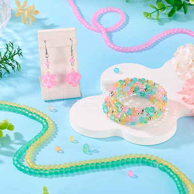 8Strands 8 Colors Baking Paint Frosted Glass Bead Strands FGLA-TA0001-05-1