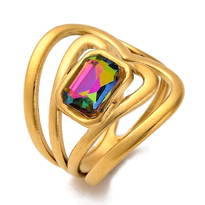 304 Stainless Steel Rhinestone Solitaire Ring RJEW-Q822-14G-1