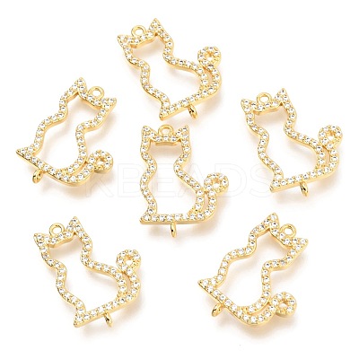 Brass Micro Pave Clear Cubic Zirconia Open Back Bezel Links Connectors ZIRC-J024-11G-1