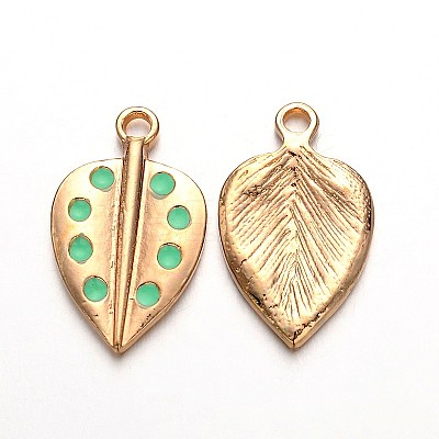 Light Gold Plated Alloy Enamel Leaf Pendants LS-ENAM-J543-04KCG-1