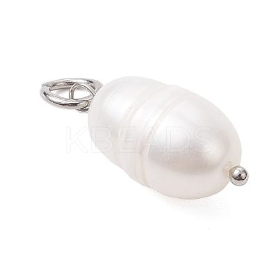 Natural Cultured Freshwater Pearl Rice Pendants PALLOY-JF04200-01-1