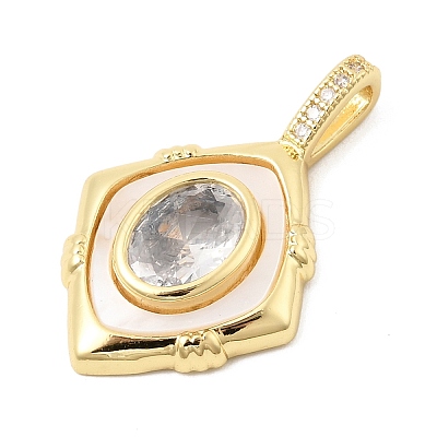 Brass Micro Pave Clear Cubic Zirconia Pendants KK-Z147-05G-1