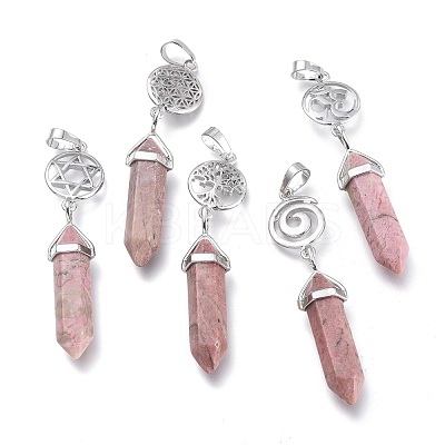 Natural Rhodonite Pointed Big Pendants G-D0021-01P-19-1