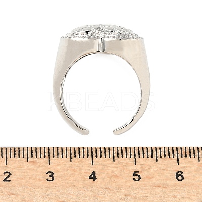 Heart Brass Micro Pave Cubic Zirconia Cuff Rings for Women RJEW-A069-08P-1