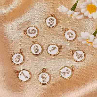 10Pcs 10 Style Brass Micro Pave Clear Cubic Zirconia Charms ZIRC-SZ0001-53-1