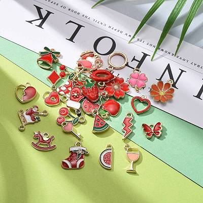 60Pcs 30 Styles Alloy Enamel Pendants ENAM-LS0001-03LG-1