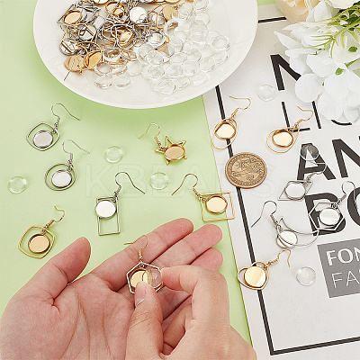 DIY Blank Dome & Mixed Shape Stainless Steel Dangle Earring Making Kit EJEW-AR00002-1