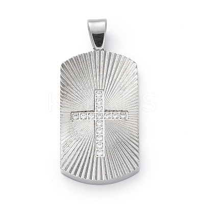 304 Stainless Steel Micro Pave Cubic Zirconia Pendants STAS-U043-26P-1