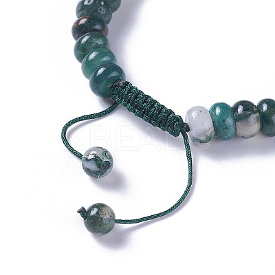 Adjustable Natural Indian Agate Braided Bead Bracelets BJEW-F369-A04-1