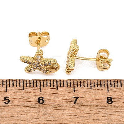 Brass Micro Pave Clear Cubic Zirconia Earrings LS-EJEW-D328-03G-02-1