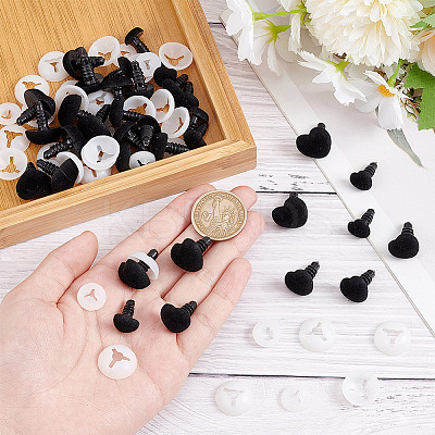 36 Sets 3 Styles Heart Flocky & Plastic Safety Craft Noses FIND-GO0002-16B-1