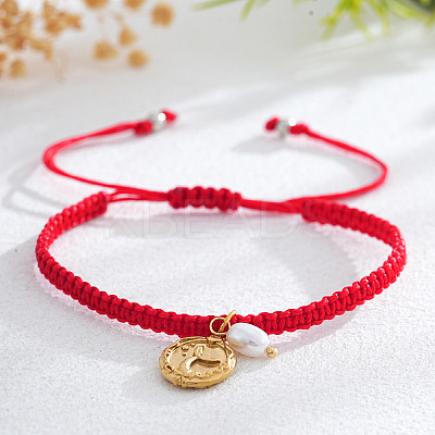 Brass & Imitation Pearl Charm Bracelets PJ9657-13-1